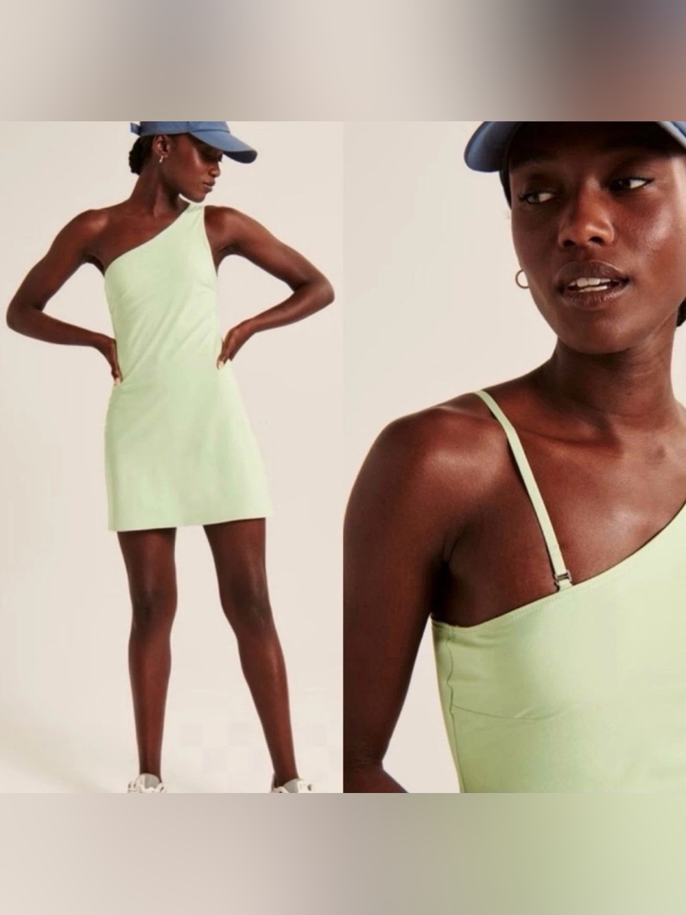 Abercrombie & Fitch Light Green One-Shoulder Activewear Traveler Mini Dress XXSP
